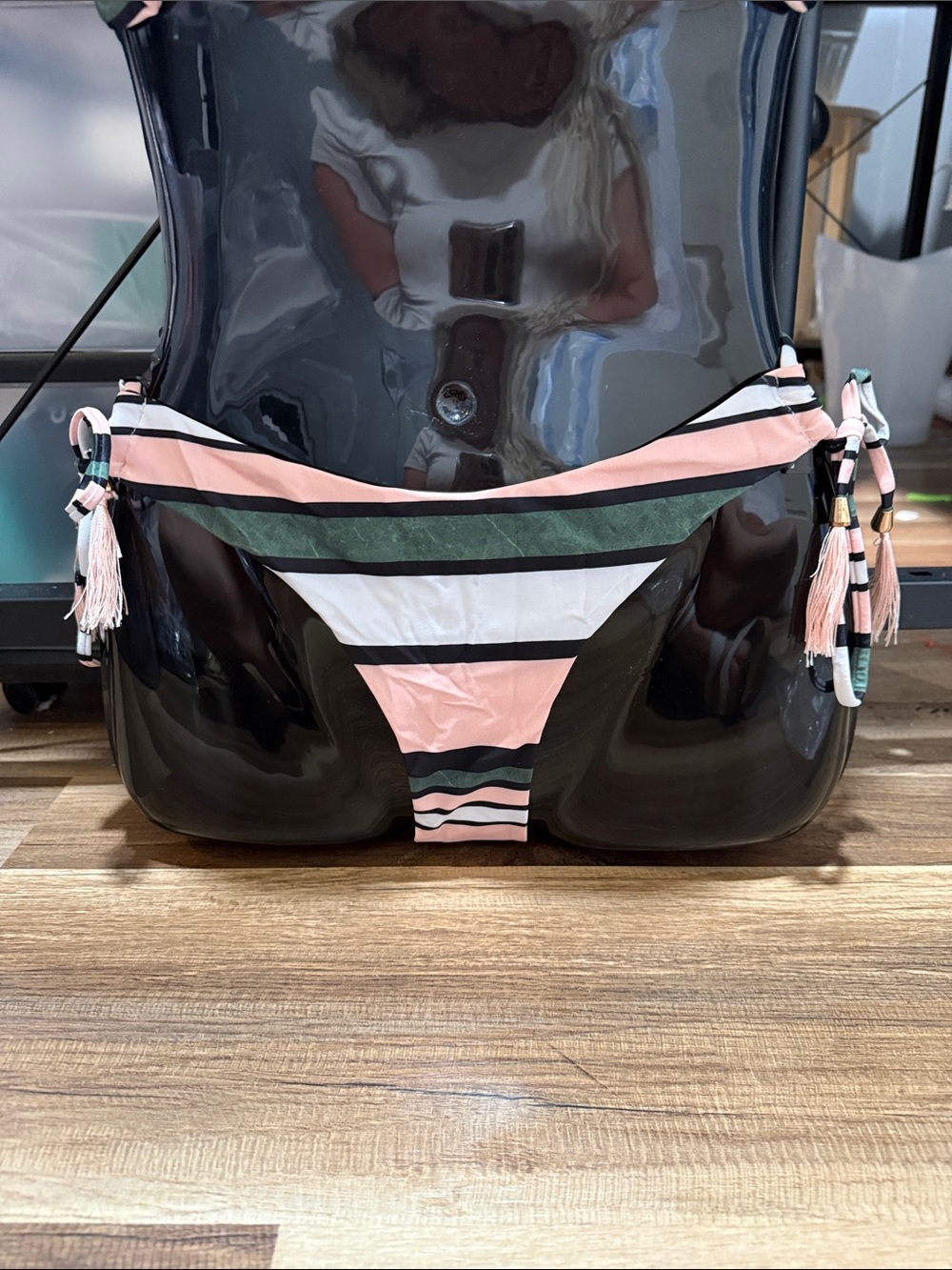 Striped Pink & Green Tie-Side Bikini Bottom